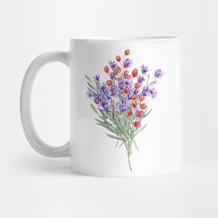 Floral Shirt, Red Berry Levander Flower T Shirt Mug